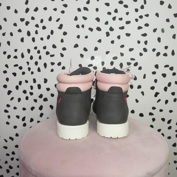 Levi’s Gray Faux Leather Padded Collar Girls Lace-Up Boots - Picture 5 of 8